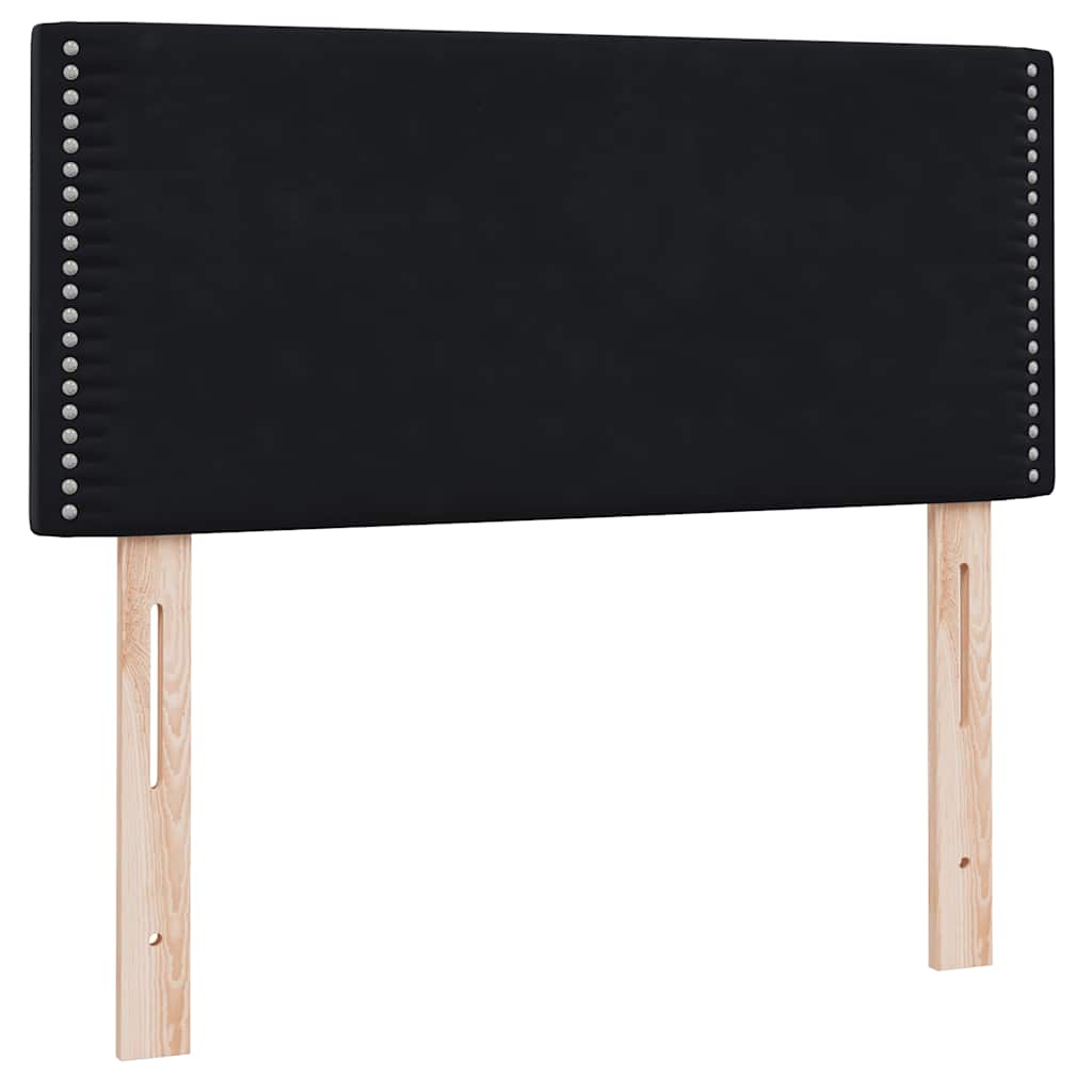 vidaXL Łóżko kontynentalne z materacem i LED, czarne, aksamit 90x210 cm
