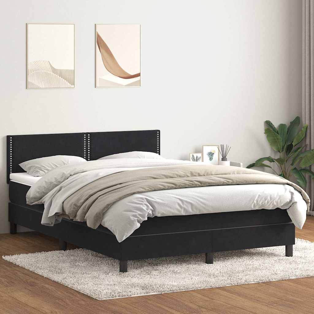 vidaXL Łóżko kontynentalne z materacem i LED, czarne, 160x210 cm, aksamit