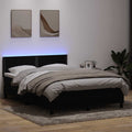 vidaXL Łóżko kontynentalne z materacem i LED, czarne, 160x210 cm, aksamit