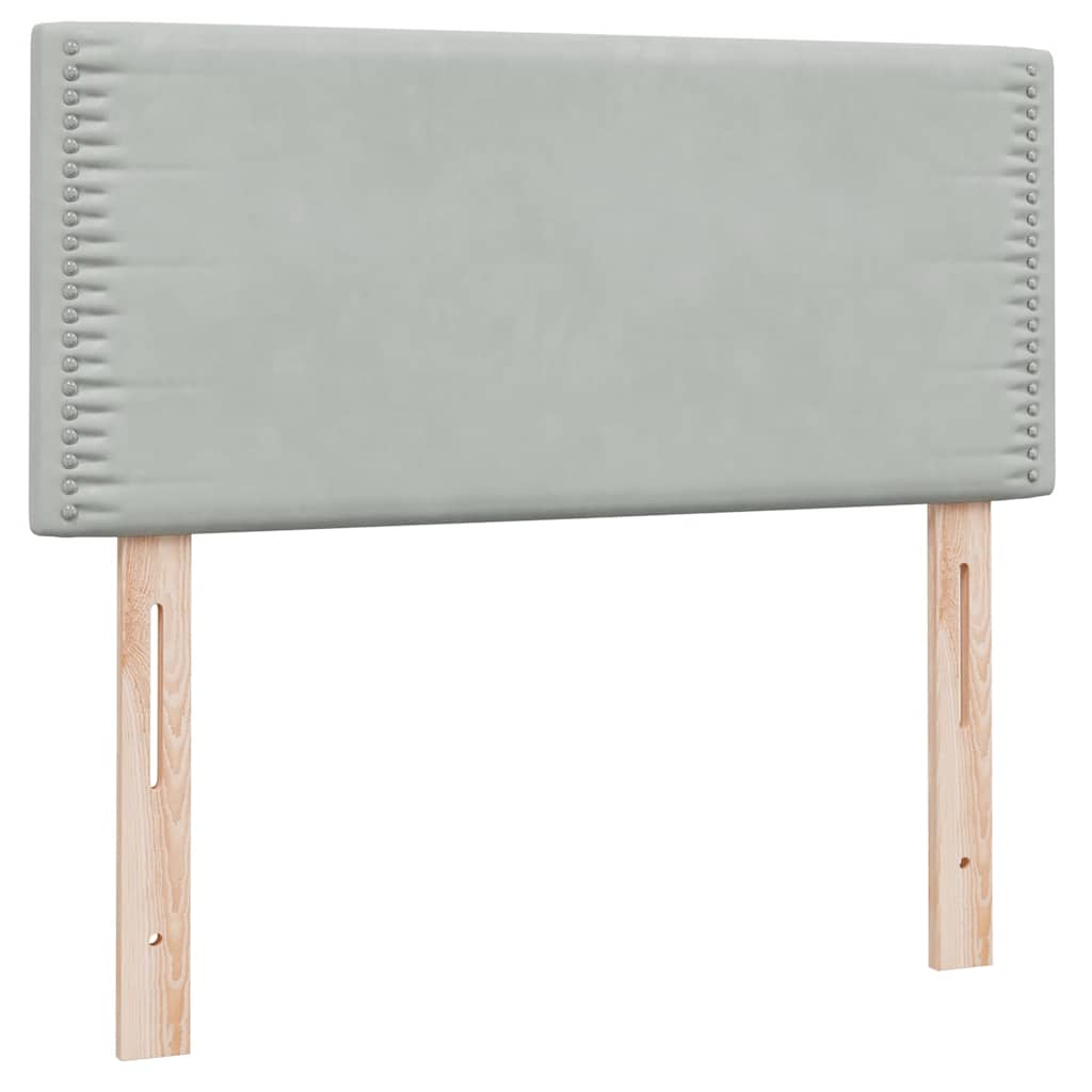 vidaXL Łóżko kontynentalne z materacem i LED, jasnoszare, aksamit, 80x220 cm
