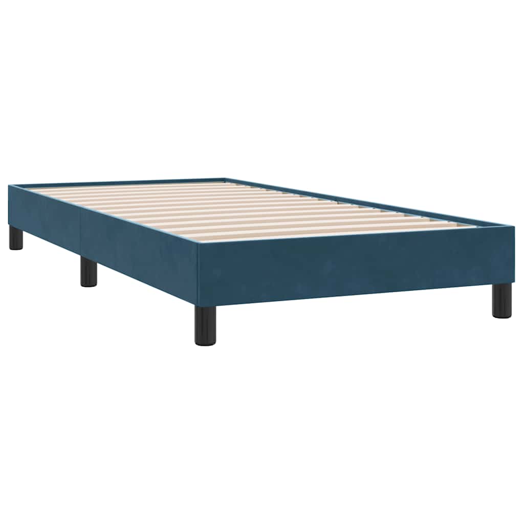vidaXL Łóżko kontynentalne z materacem i LED, niebieskie, aksamit, 80x210 cm