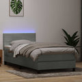 vidaXL Łóżko kontynentalne z materacem i LED, jasnoszary aksamit, 90x210 cm