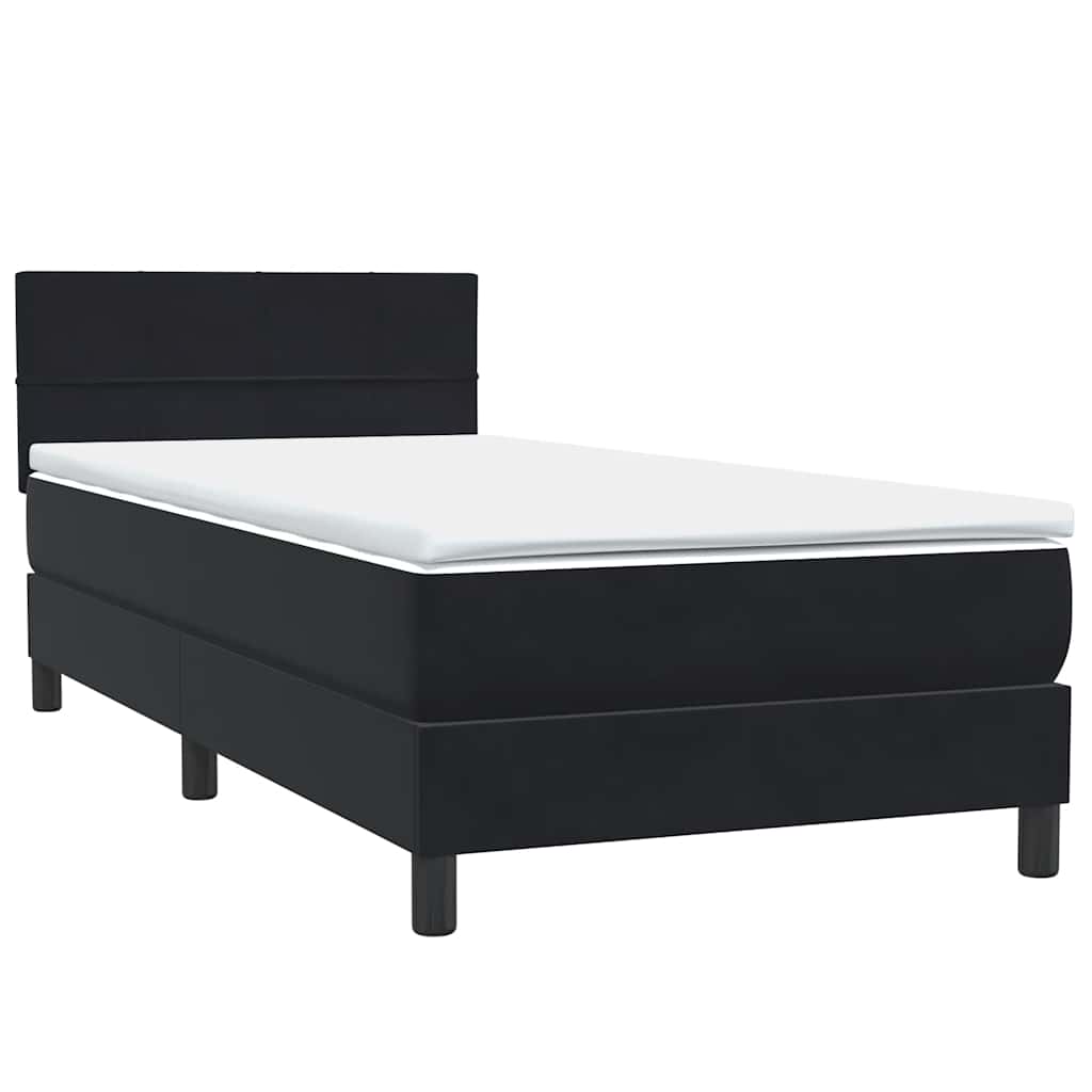vidaXL Łóżko kontynentalne z materacem i LED, czarne, aksamit 90x210 cm