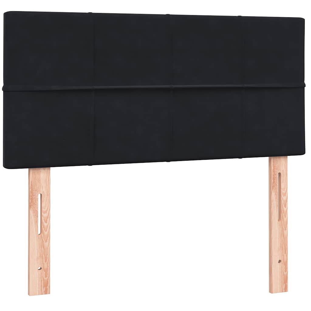 vidaXL Łóżko kontynentalne z materacem i LED, czarne, aksamit 90x210 cm