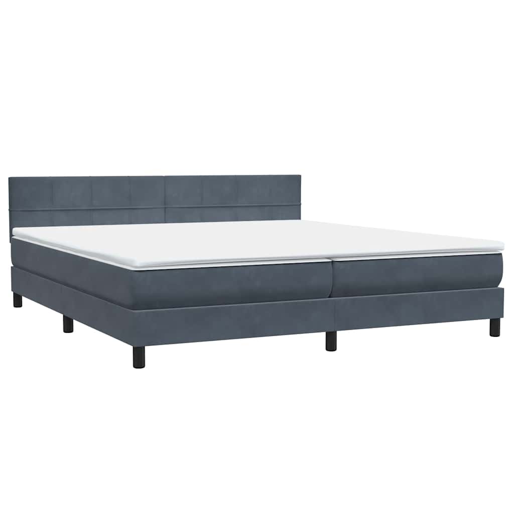 vidaXL Łóżko kontynentalne z materacem i LED, ciemnoszare, 180x210cm aksamit