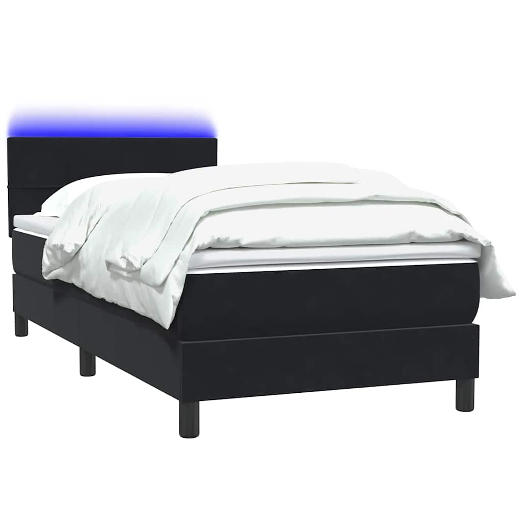 vidaXL Łóżko kontynentalne z materacem i LED, czarne, 80x220 cm