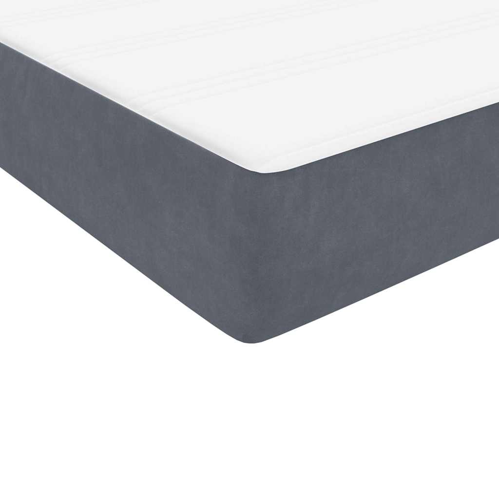 vidaXL Łóżko kontynentalne z materacem i LED, ciemnoszary aksamit, 90x220 cm