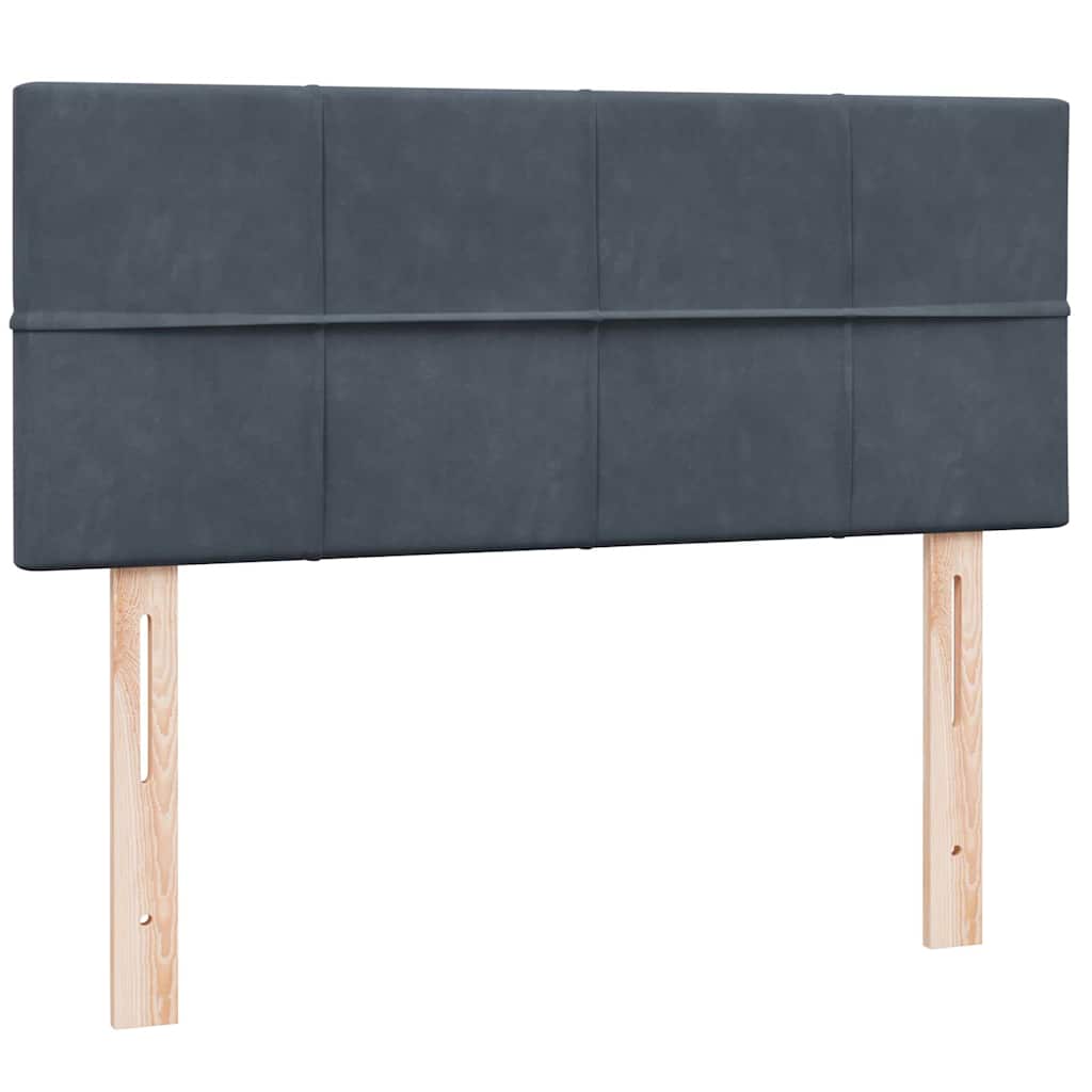 vidaXL Łóżko kontynentalne z materacem i LED, ciemnoszary aksamit, 120x220cm