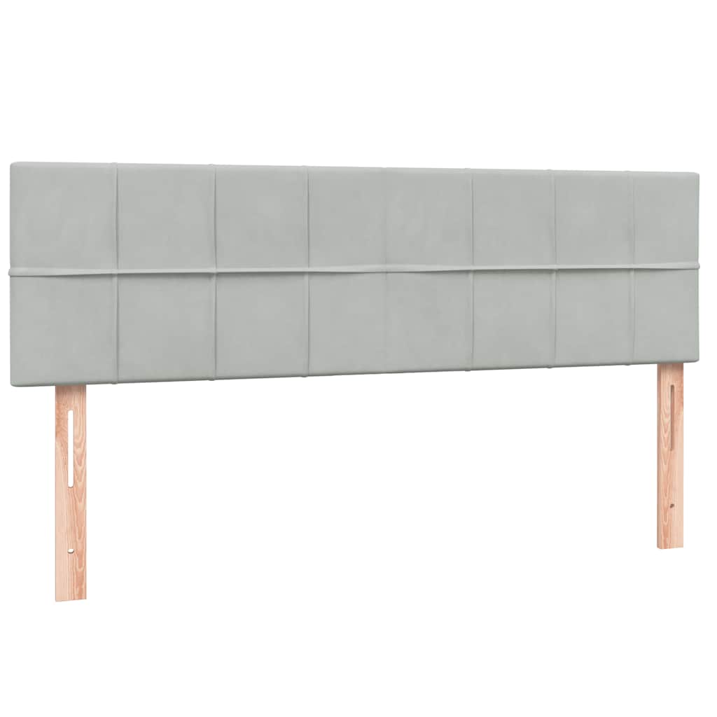 vidaXL Łóżko kontynentalne z materacem i LED, jasnoszare, 160x220cm, aksamit