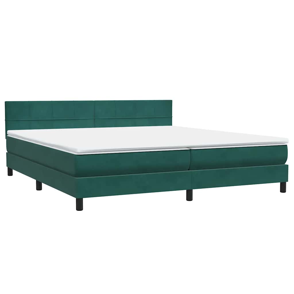 vidaXL Łóżko kontynentalne z materacem i LED Ciemnozielone 180x220 cm