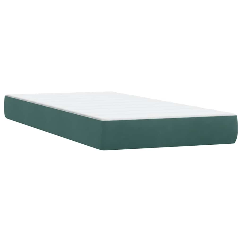 vidaXL Łóżko kontynentalne z materacem i LED Ciemnozielone 180x220 cm