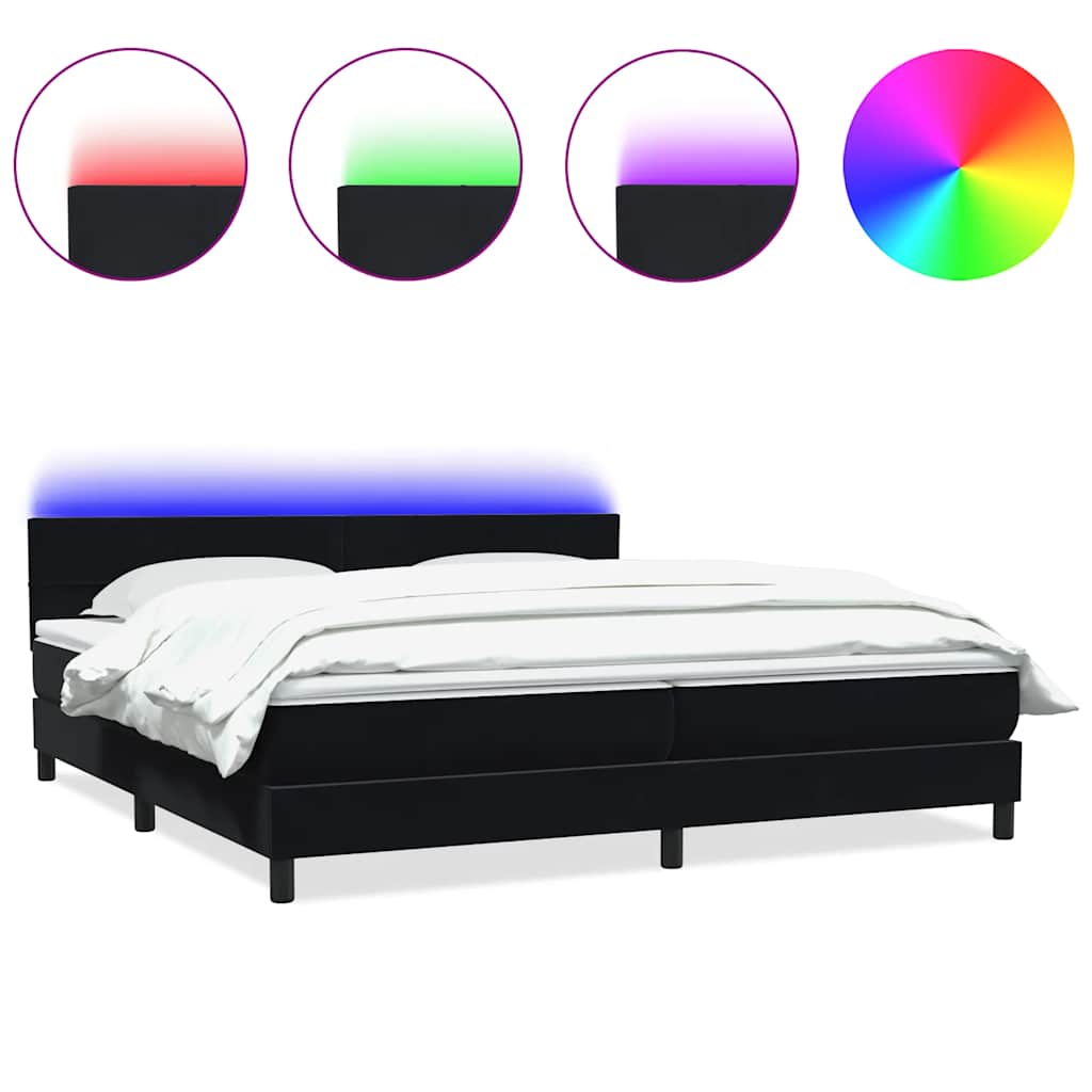 vidaXL Łóżko kontynentalne z materacem i LED Czarny 200x220 cm Aksamit