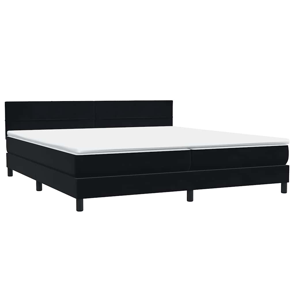 vidaXL Łóżko kontynentalne z materacem i LED Czarny 200x220 cm Aksamit