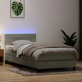 vidaXL Łóżko kontynentalne z materacem i LED, jasnoszare, aksamit, 80x210 cm