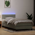 vidaXL Łóżko kontynentalne z materacem i LED, jasnoszary aksamit, 90x210 cm