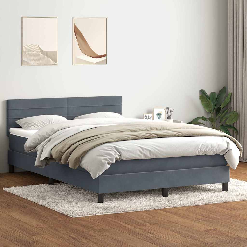 vidaXL Łóżko kontynentalne z materacem i LED, ciemnoszare, 160x210cm aksamit