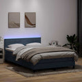 vidaXL Łóżko kontynentalne z materacem i LED, ciemnoszare, 160x210cm aksamit