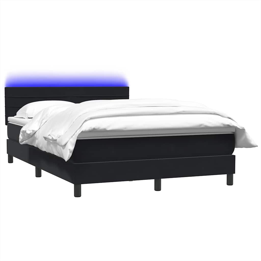 vidaXL Łóżko kontynentalne z materacem i LED, czarne, 160x210 cm, aksamit