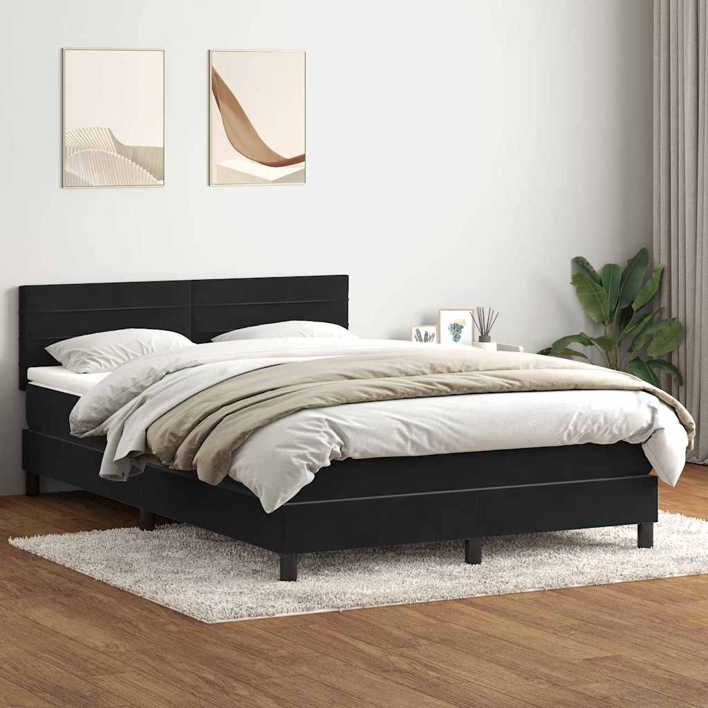vidaXL Łóżko kontynentalne z materacem i LED, czarne, 160x210 cm, aksamit