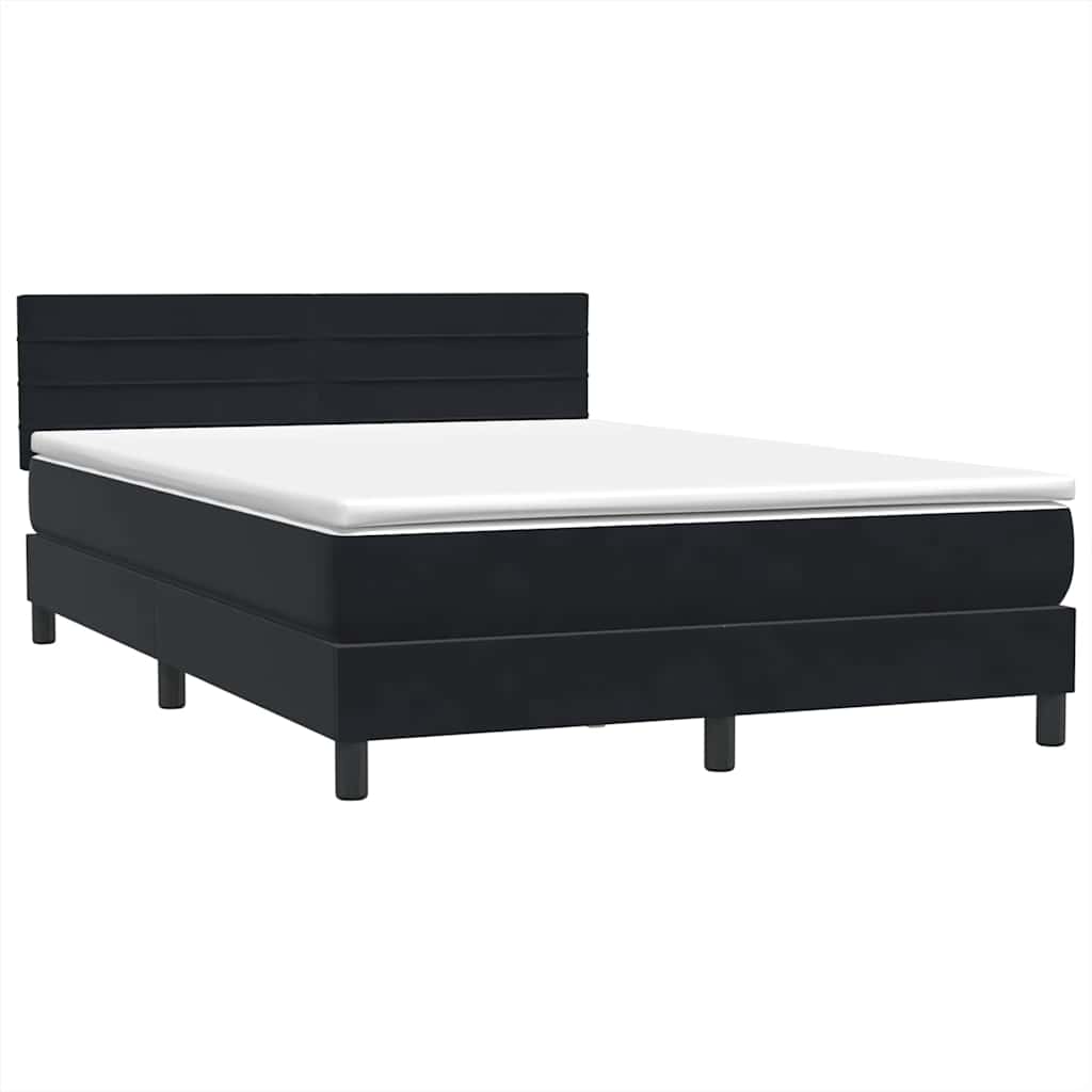 vidaXL Łóżko kontynentalne z materacem i LED, czarne, 160x210 cm, aksamit