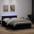 vidaXL Łóżko kontynentalne z materacem i LED, czarne, 160x210 cm, aksamit