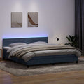 vidaXL Łóżko kontynentalne z materacem i LED, ciemnoszare, 180x210cm aksamit