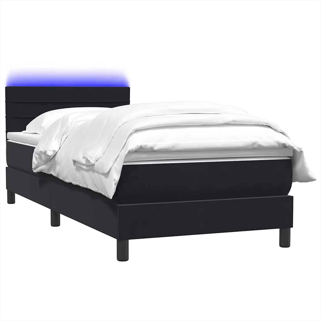 vidaXL Łóżko kontynentalne z materacem i LED, czarne, 80x220 cm