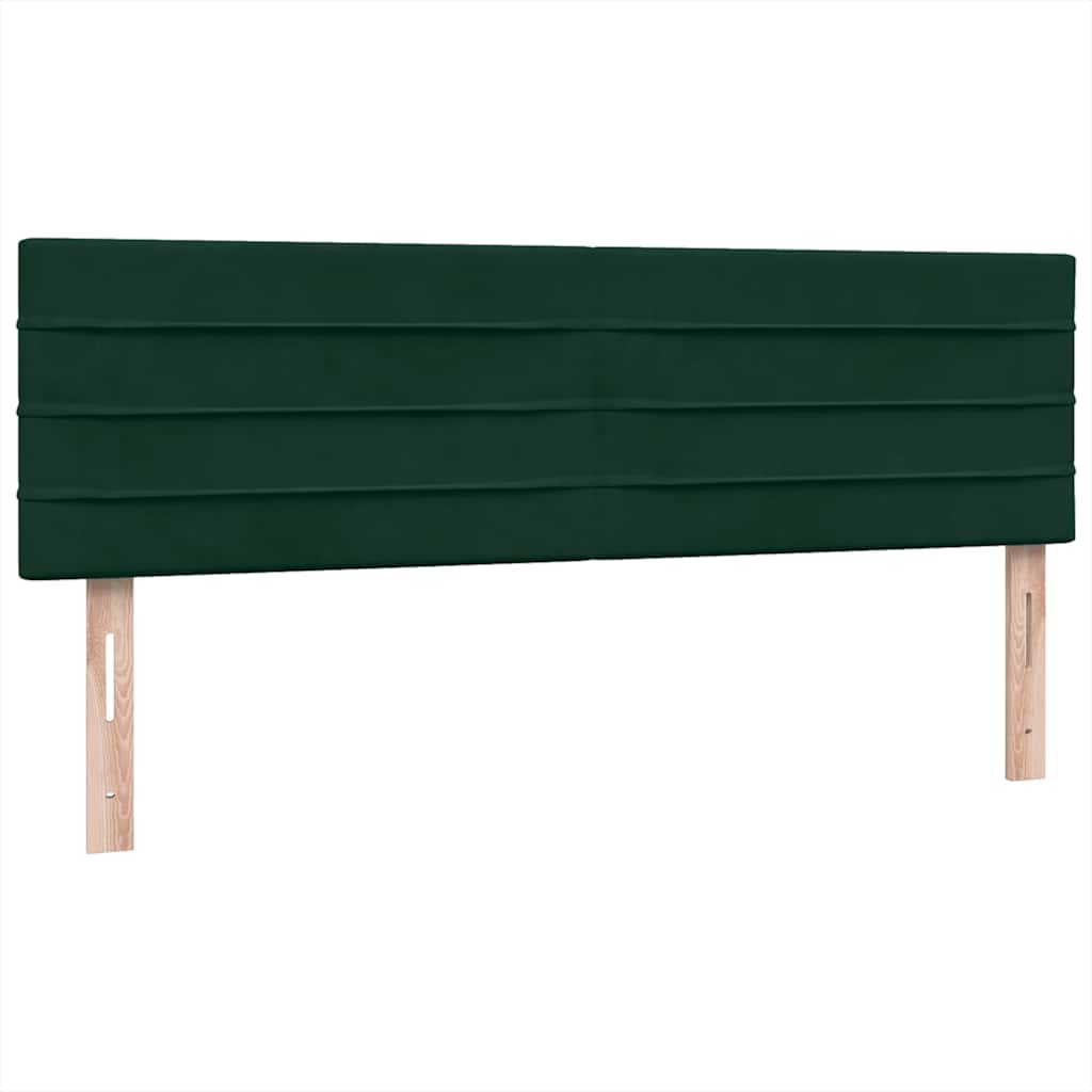 vidaXL Łóżko kontynentalne z materacem i LED, ciemnozielone, 160x220 cm