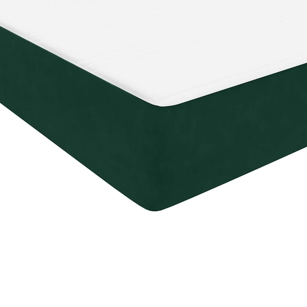 vidaXL Łóżko kontynentalne z materacem i LED Ciemnozielone 180x220 cm