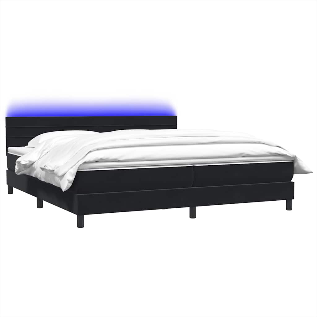 vidaXL Łóżko kontynentalne z materacem i LED Czarny 200x220 cm Aksamit