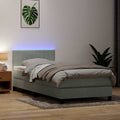 vidaXL Łóżko kontynentalne z materacem i LED, jasnoszare, aksamit, 80x210 cm