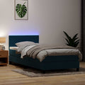 vidaXL Łóżko kontynentalne z materacem i LED, niebieskie, aksamit, 80x210 cm