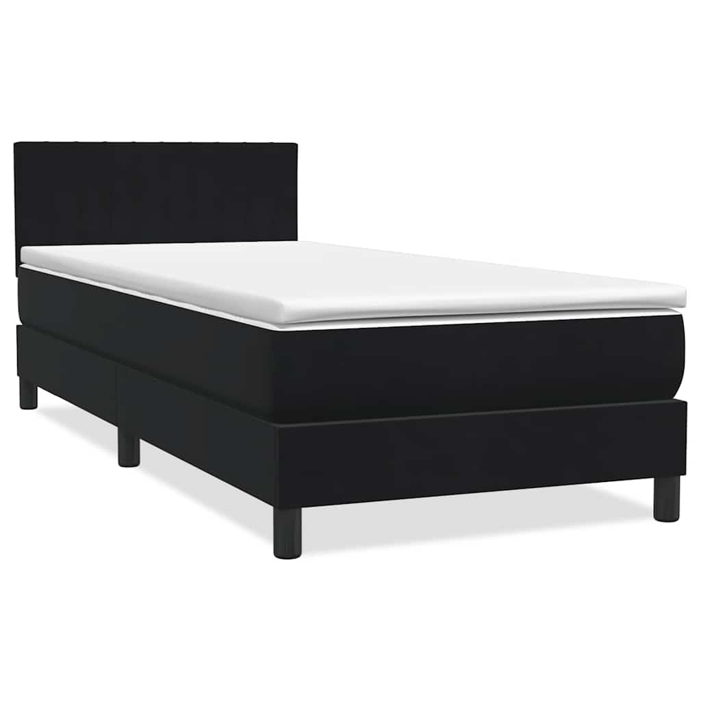 vidaXL Łóżko kontynentalne z materacem i LED, czarne, aksamit 90x210 cm