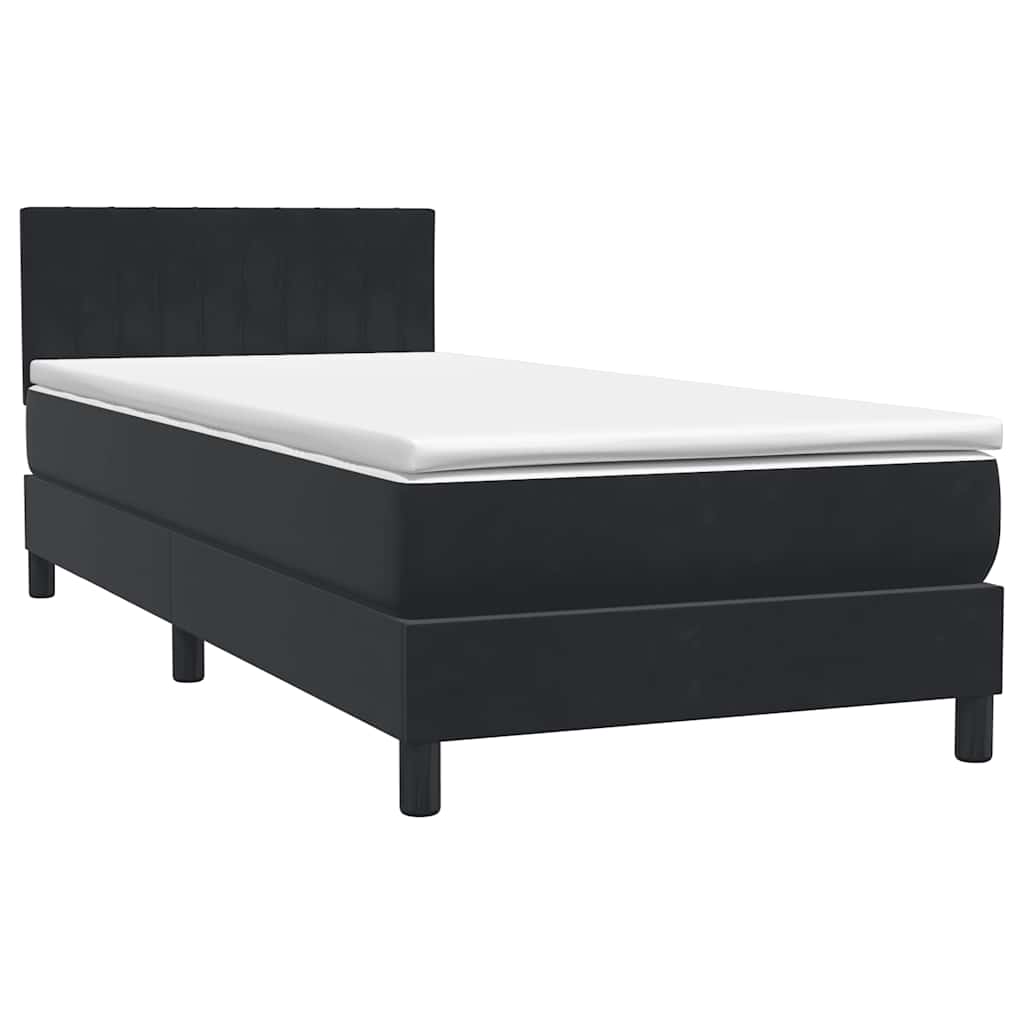 vidaXL Łóżko kontynentalne z materacem i LED, czarne, aksamit 90x210 cm