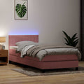 vidaXL Łóżko kontynentalne z materacem i LED, różowe, 90x210 cm