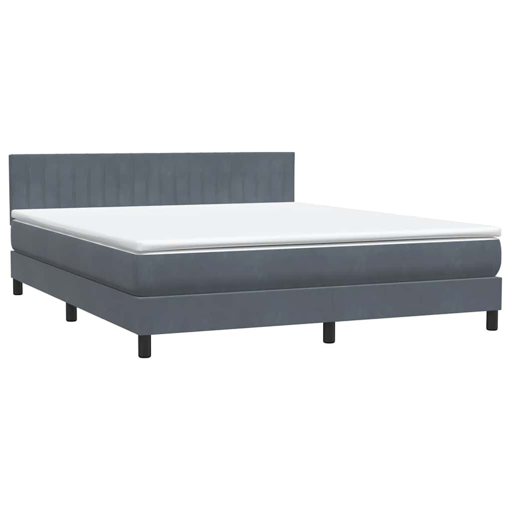 vidaXL Łóżko kontynentalne z materacem i LED, ciemnoszare, 180x210cm aksamit