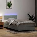 vidaXL Łóżko kontynentalne z materacem i LED, jasnoszare, aksamit, 80x220 cm