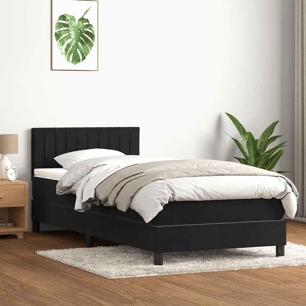 vidaXL Łóżko kontynentalne z materacem i LED, czarne, 80x220 cm