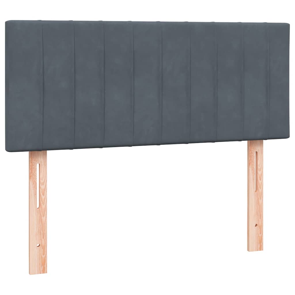 vidaXL Łóżko kontynentalne z materacem i LED, ciemnoszary aksamit, 120x220cm