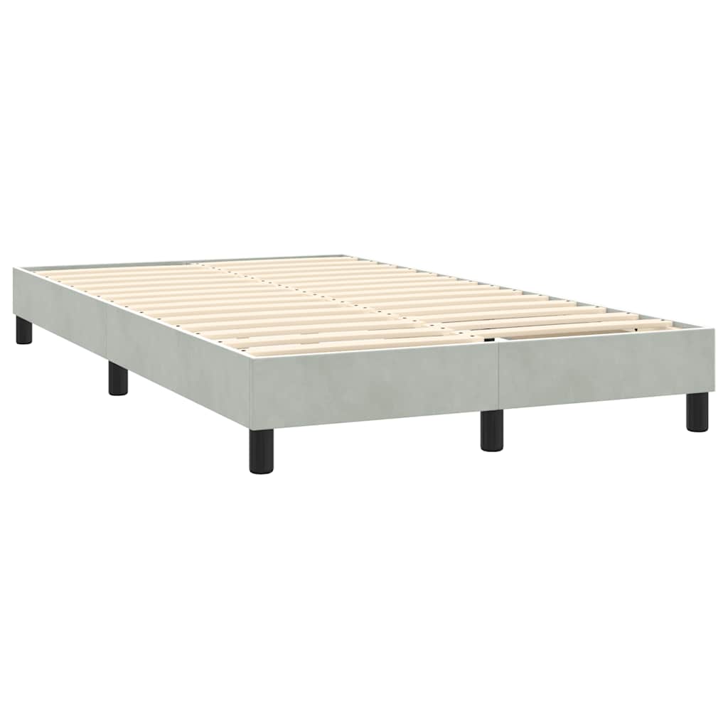 vidaXL Łóżko kontynentalne z materacem i LED, jasnoszare, 160x220cm, aksamit