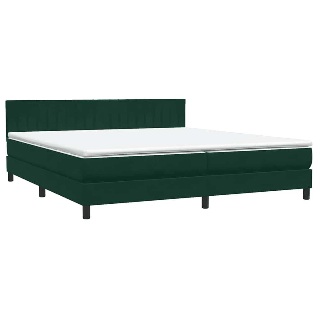 vidaXL Łóżko kontynentalne z materacem i LED Ciemnozielone 180x220 cm