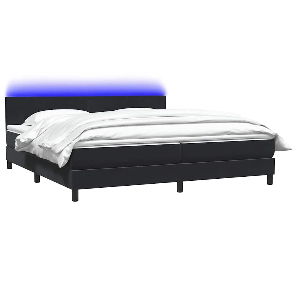 vidaXL Łóżko kontynentalne z materacem i LED Czarny 200x220 cm Aksamit