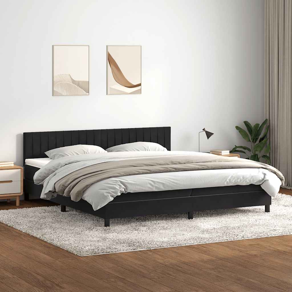 vidaXL Łóżko kontynentalne z materacem i LED Czarny 200x220 cm Aksamit