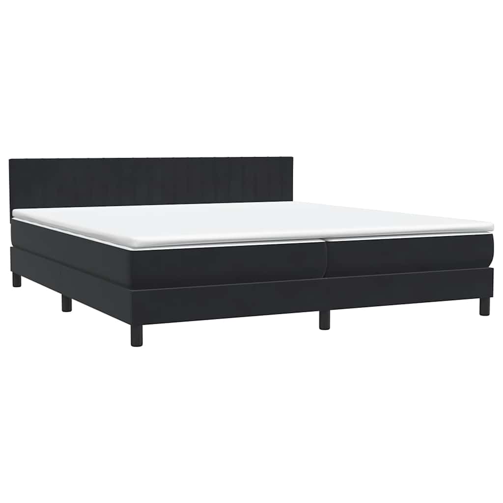 vidaXL Łóżko kontynentalne z materacem i LED Czarny 200x220 cm Aksamit