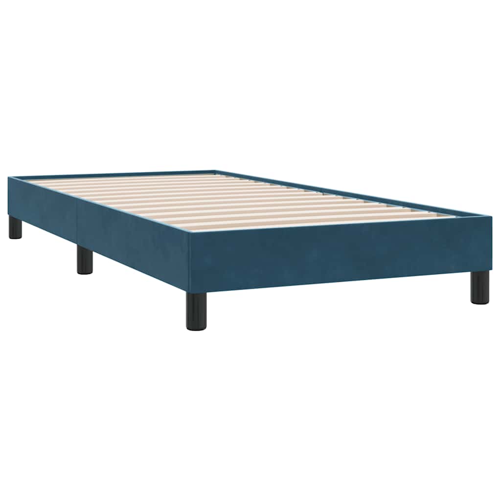 vidaXL Łóżko kontynentalne z materacem i LED, niebieskie, aksamit, 80x210 cm