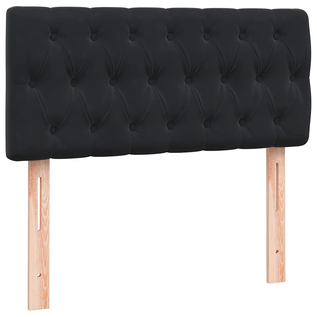 vidaXL Łóżko kontynentalne z materacem i LED, czarne, aksamit 90x210 cm