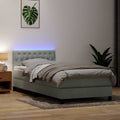 vidaXL Łóżko kontynentalne z materacem i LED, jasnoszare, aksamit, 80x220 cm