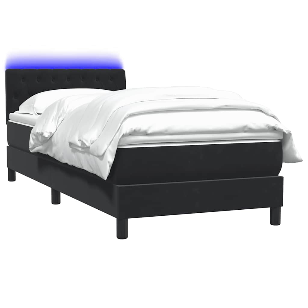 vidaXL Łóżko kontynentalne z materacem i LED, czarne, 80x220 cm