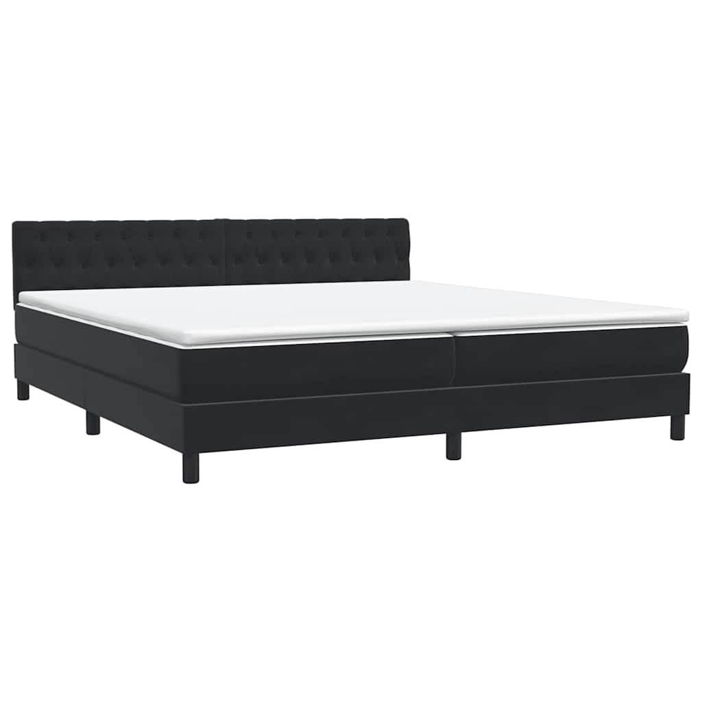 vidaXL Łóżko kontynentalne z materacem i LED Czarny 200x220 cm Aksamit