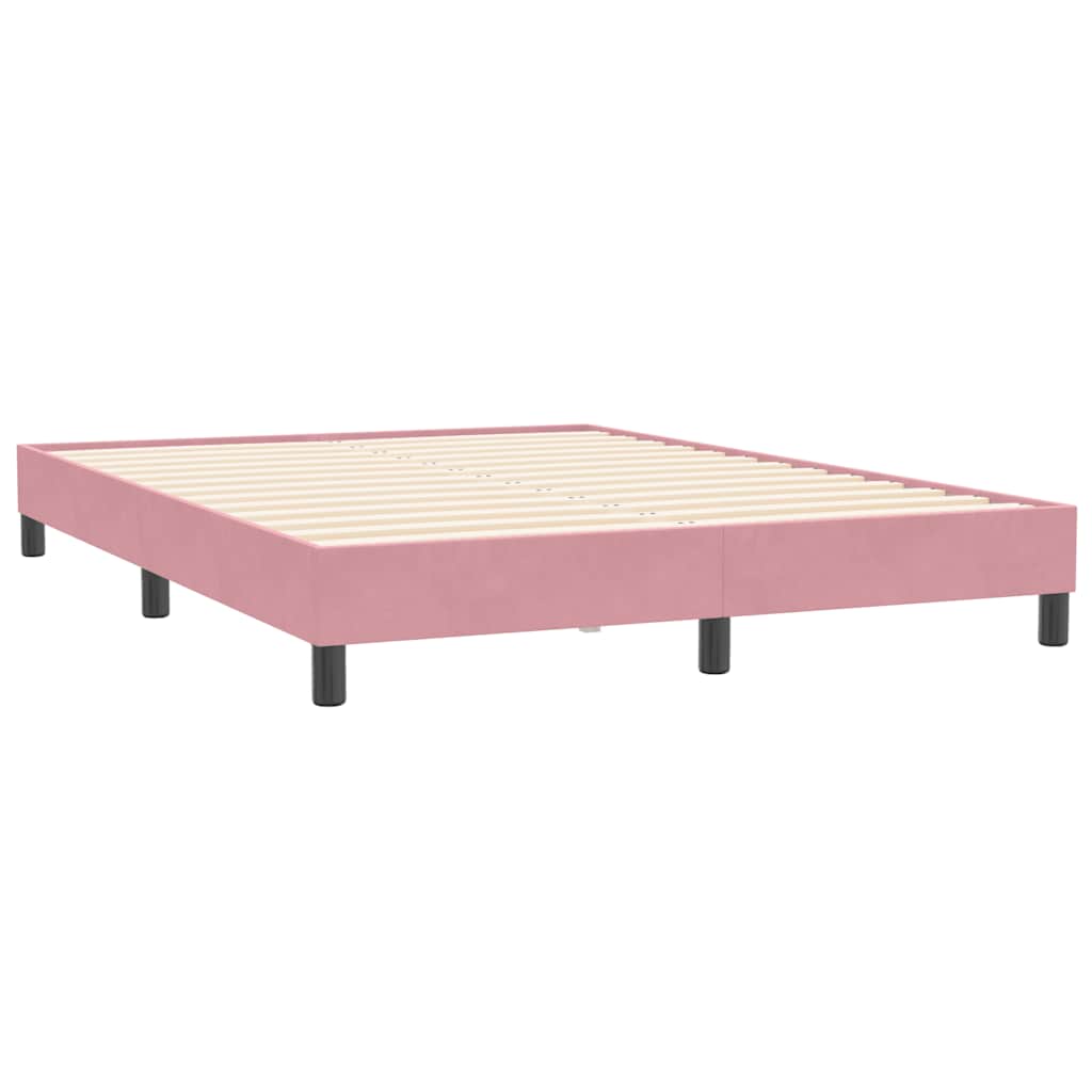vidaXL Łóżko kontynentalne z materacem i LED, różowe, 140x210 cm, aksamit
